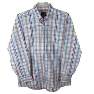 Jos. A. Bank Traveler's Collection Long Sleeve‎ Plaid Shirt Men's L 100% Cotton